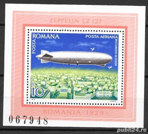 Romania 1978 - Dirijabile, colita dantelata, MNH, LP 953