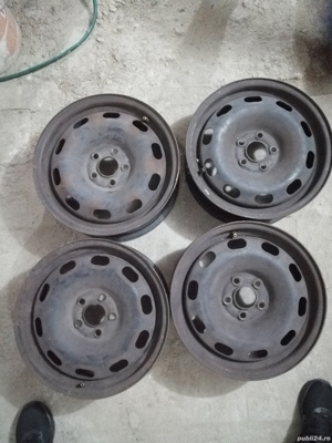 Vând jante otel pe 15"+capace  - imagine 2