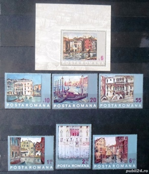 Vând timbre, serie și coliță dantelată, Reproduceri Veneția - 1972