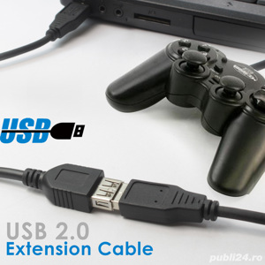 Extensie cablu USB 2.0 Extension Cable Cord for Mouse, USB Keyboard, Stick USB, etc. - imagine 2