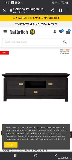 Vând comodă TV Saigon de la Naturlich!! - imagine 3