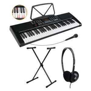 Set pian portabil negru stativ+casti+microfon McGrey LK-6120-MIC