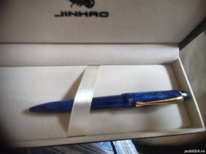 Etui cu pix deluxe albastru sidefat