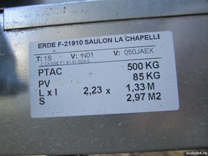 Remorca ERDE SAS F-21910 500KG se tracteaza cu categoria B ! - imagine 9