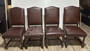 4 buc Scaun Vintage cu cadru din lemn masiv; Scaun tapitat