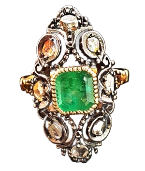 inel aur 18k cu smarald natural si 8 diamante naturale (cu expertiza) - imagine 3