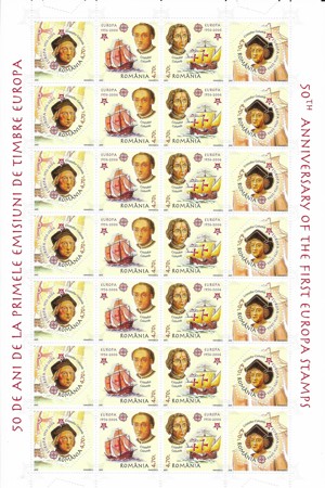 Romania 2005 - 50 de ani de la primele emisiuni de marci EUROPA-CEPT, Coala dantelata,  MNH - LP1691