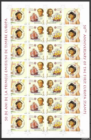 Romania 2005 - 50 de ani de la primele emisiuni de marci EUROPA-CEPT Coala nedantelata MNH - LP1691a