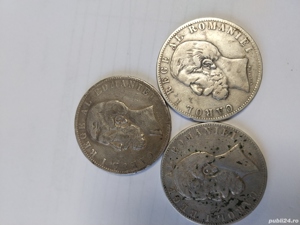 monede argint originale vechi  de 5 lei 1881,1883 - imagine 2