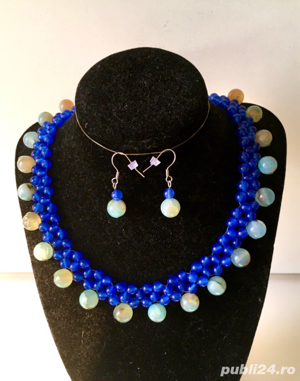 Colier din jad si agat crackle - imagine 3