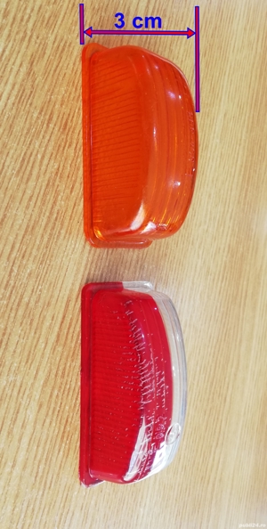 Geam pentru lampă de gabarit, galben sau alb cu roșu, din plastic, NOU - imagine 2