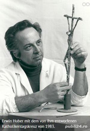 cadou rar Crucifix Cruce 1983 sculptor prof. Erwin Huber - imagine 9