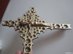 rar Cruce Crucifix Mid-Century brutalist bronz colectie Germania'60  - imagine 3