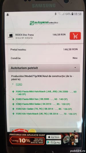 Discuri frana Ford Fiesta dupa 2008 , Ford Ka dupa 2014 , puntea fata , Ridex Germany  - imagine 6