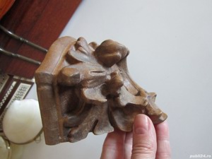 cadou rar Consola de perete lemn sculptura stil baroc Germania 1950 - imagine 6