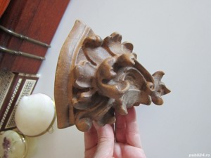 cadou rar Consola de perete lemn sculptura stil baroc Germania 1950 - imagine 5