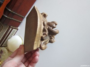 cadou rar Consola de perete lemn sculptura stil baroc Germania 1950 - imagine 8