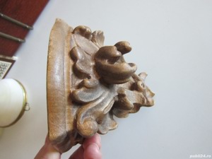 cadou rar Consola de perete lemn sculptura stil baroc Germania 1950 - imagine 7