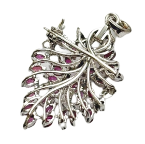 pandantiv brosa din argint cu diamante si rubine - imagine 3