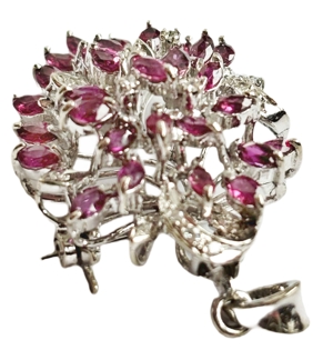 pandantiv brosa din argint cu diamante si rubine - imagine 2