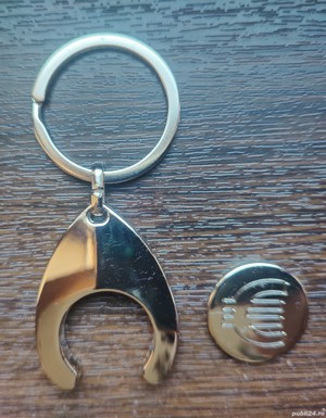 Breloc metalic cu fisă pentru cărucior de supermarket - imagine 2