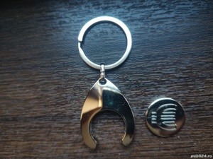 Breloc metalic cu fisă pentru cărucior de supermarket - imagine 3