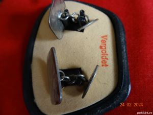 Butoni de argint cu monogram CR gravata manual - imagine 6