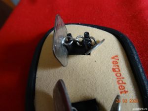 Butoni de argint cu monogram CR gravata manual - imagine 5