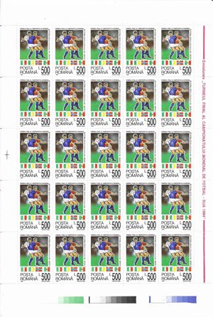 Romania 1994 - Campionatul mondial de fotbal SUA, Coli de 25 de timbre,  MNH - LP 1345 - imagine 5