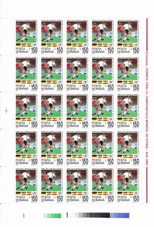 Romania 1994 - Campionatul mondial de fotbal SUA, Coli de 25 de timbre,  MNH - LP 1345 - imagine 3