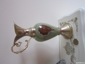 cadou rar Vaza Amfora mare onix si metal vintage colectie Italia '70 