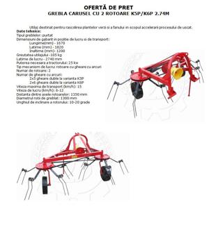 Grebla carusel cu 2 rotoare k5p k6p 2.74m - imagine 4