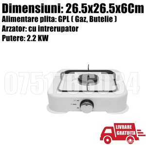 Plita Aragaz Mini 1 Ochi ArzatoR Gaz Camping Bucatarie Emailat Alb