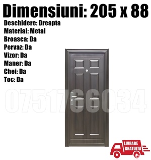 Usa Intrare HG Maro Metalica Dreapta Apartament Birou Sediu Casa + LIVRARE GRATUITA !