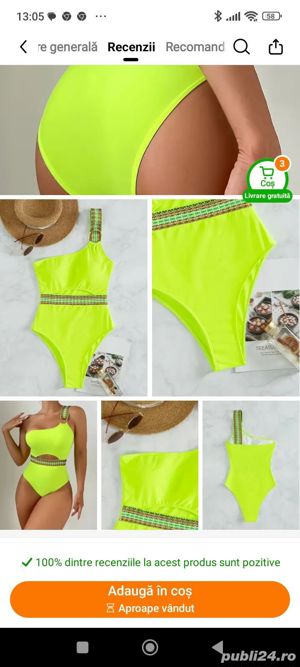 Costum baie întreg XL nou verde fosforescent  - imagine 2