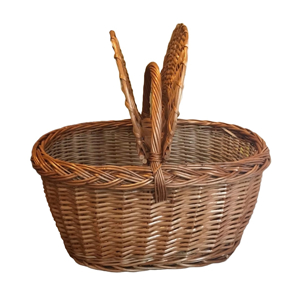 Cos traditional pentru picnic, model oval conic, natur, 47x30x39cm - imagine 6