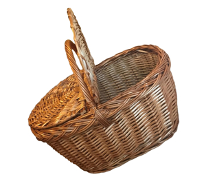 Cos traditional pentru picnic, model oval conic, natur, 47x30x39cm - imagine 4