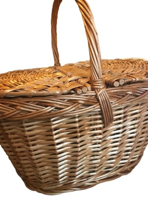 Cos traditional pentru picnic, model oval conic, natur, 47x30x39cm - imagine 7