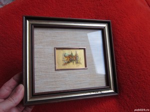 tablou pe foita de aur miniatura vintage colectie Italia anii'70 - imagine 4