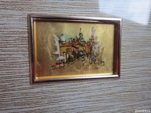 tablou pe foita de aur miniatura vintage colectie Italia anii'70 - imagine 5