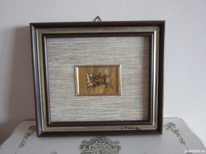 tablou pe foita de aur miniatura vintage colectie Italia anii'70