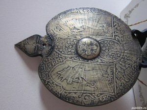 rar bronz masiv Clopot Plat Chakra terapie Gong 24x20cm vintage Burma Bell Meditation Yoga  - imagine 4