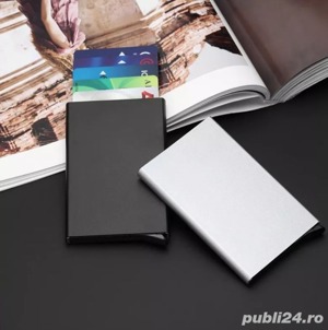 Portofel suport metalic carduri RFID doua culori unisex