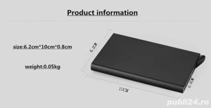 Portofel suport metalic carduri RFID doua culori unisex - imagine 2