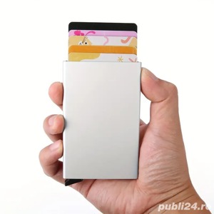 Portofel suport metalic carduri RFID doua culori unisex - imagine 7