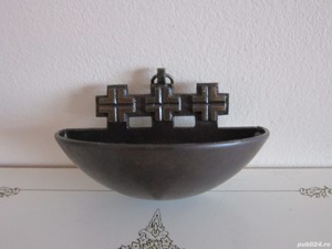 decoratiune bronz pt perete Holy Water apa sfintita colectie Germania - imagine 3