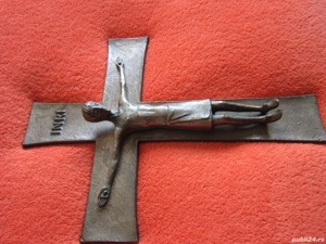 rar Cruce Crucifix Corpus Christi bronz masiv design brutalist Weinert - imagine 4