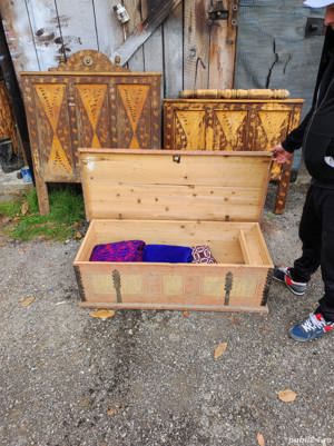 tăblii de pat și ladă de zestre vechi  - imagine 3