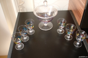 Set pahare de tuica si bomboniera sticla
