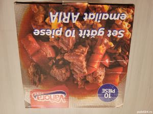 Vand Set Oale 10 piese, 1 L, 1.5 L, 2 L, 3 L, 4 L, Otel si Email, ROSU, NOU 149 Lei. - Set vase crat - imagine 9